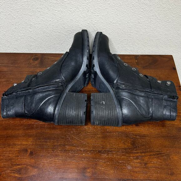 Zodiac Boots Size 9 Gemma Side Zip Chic Cool Leather Buckle Goth Emo Lug Sole - Picture 6 of 11